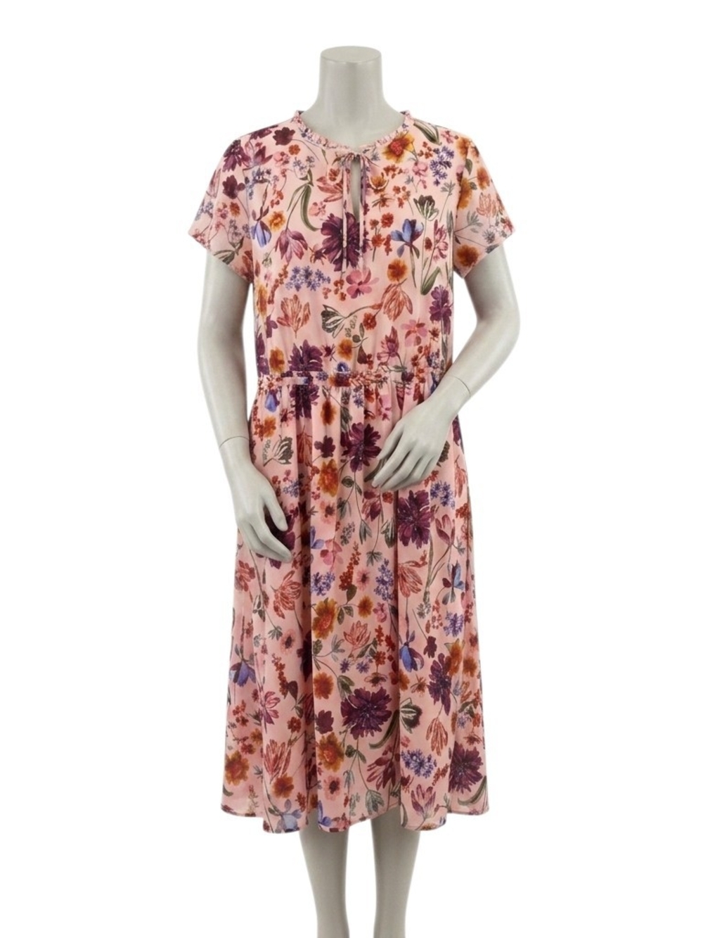 J Crew Dutch Pink Floral  Midi Dress XL Cottagecore Boho Chic Feminine Flowy
